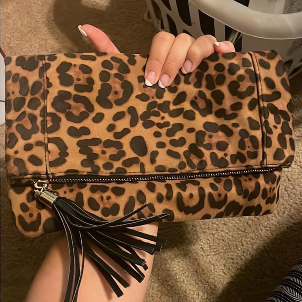 Leopard print clutch